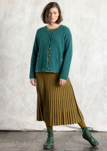 Knit skirt in organic/recycled cotton - dark olive/solid colour