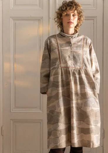 Robe "Alaska" en tissu de coton biologique/lin - taupe