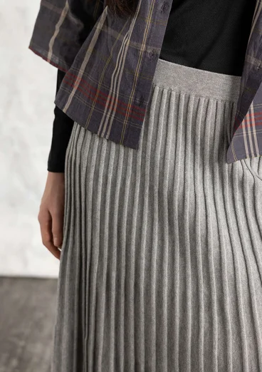 Knit skirt in organic/recycled cotton - grey melange/solid colour