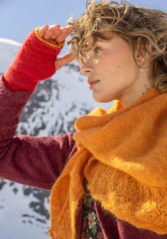 Kynsikkäät "Forgetmenot" alpakkasekoitetta - papukaijanpunainen/meleerattu