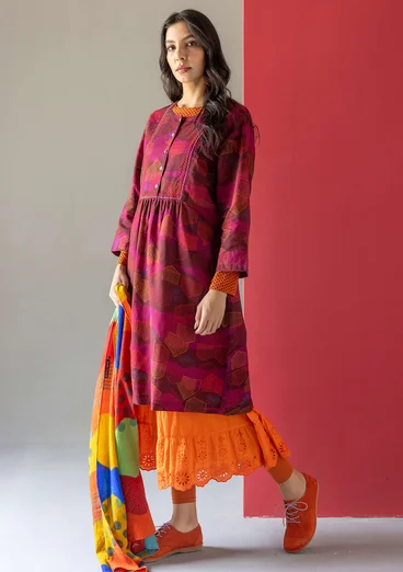 Robe "Alaska" en tissu de coton biologique/lin - aubergine