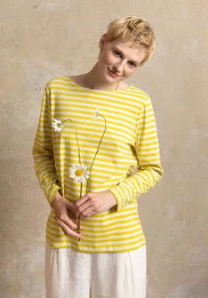 Perusraitapusero ekopuuvillaa - sinapinkeltainen/höyhen