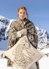 “Owl” knitted lambswool cushion cover - oyster