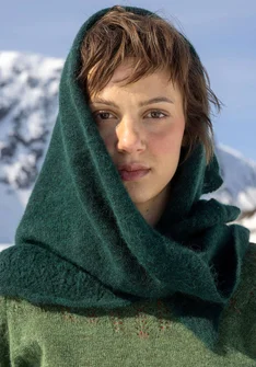 Neulehuivi "Forgetmenot" alpakkasekoitetta - tumma jaspis/meleerattu