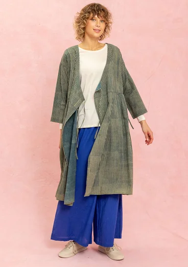 Vävd klänning ”Rose hip” i ekologisk bomull - indigogrön