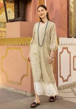 “Flower meadow” woven organic cotton dress - dark natural