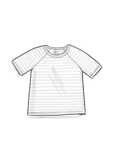 Stribet basic T-shirt i økologisk bomuld - dijon/fjer