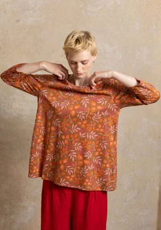 Trikoopusero ”Ophelia” ekopuuvillaa/modaalia - tammenterho/kuviollinen