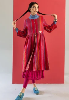 Robe "Ketchi" en tissu de laine/coton - grenade