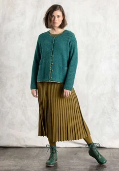 Nubby cardigan in a lambswool blend - light bottle green/melange