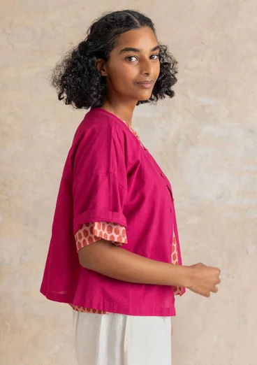 Vævet bluse "Vendela" i økologisk bomuld - cyklamen