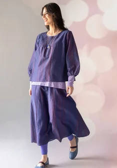 Blouse "Melody" en coton biologique/soie - bleu nuit