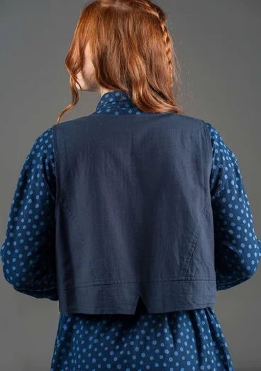 Woven organic cotton waistcoat - ink blue