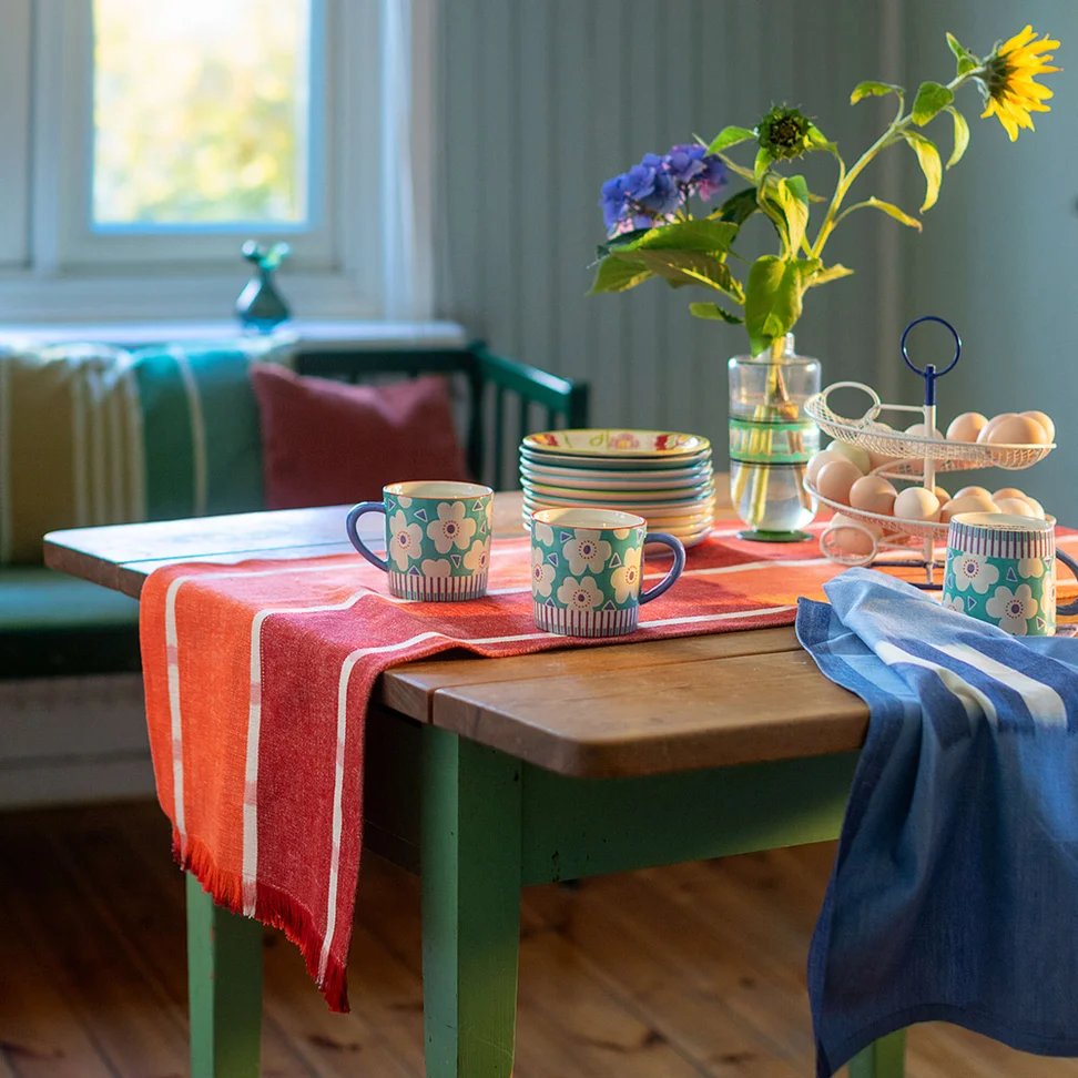 “Ira” organic cotton table runner - copper