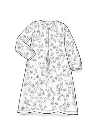 Robe « Ylva » en jersey de coton biologique/élasthanne - bleu lin/motif