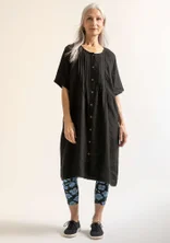 “Seraj” woven linen dress - black