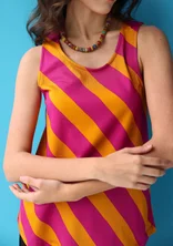 Tricot singlet "Eyra" van biologisch katoen/modal - cerise/sinaasappel