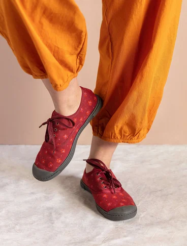 “Belle” printed cotton sneakers - agate red