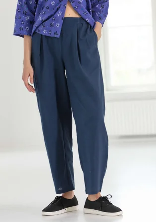 “Daisy” woven organic cotton trousers - indigo