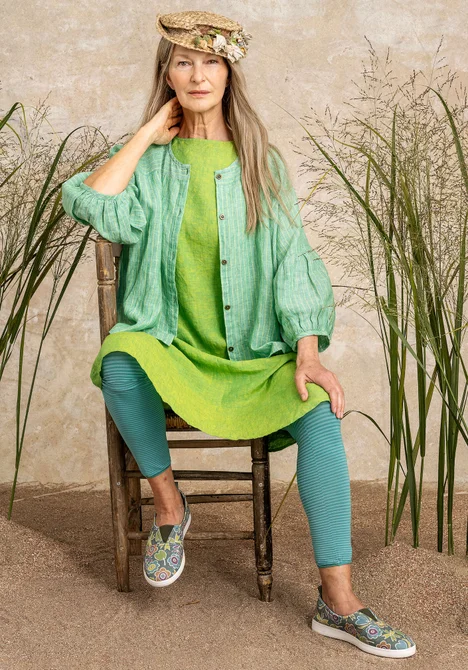 Linen blouse - lotus green/striped