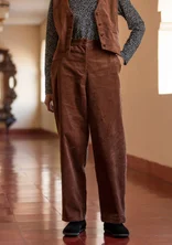 Organic cotton/elastane corduroy trousers - chestnut