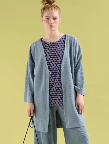 Kimono en velours de coton biologique/polyester recyclé - bleu pigeon