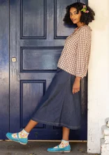 “Ines” woven organic cotton long skirt - dark indigo