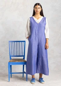 “Idun” woven organic cotton/linen dungarees - blue lotus