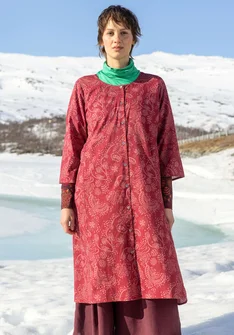 “Denali” woven dress in organic cotton - pomegranate