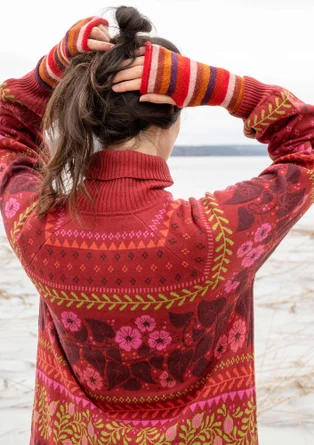 “Borealis” knit tunic in organic and recycled cotton/wool - agate red