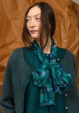 “Frida” patterned shawl in organic cotton - dark jade