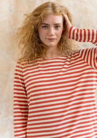 Essential striped sweater in organic cotton - brick/ecru