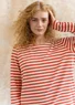 Essential striped sweater in organic cotton (brick/unbleached XS)