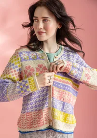 “Edith” cardigan in linen/recycled and organic cotton - multicoloured