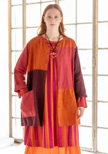 “Azores” artist’s blouse in linen - aubergine/multicoloured