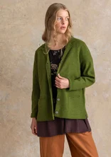 Knit blazer in felted organic wool - pesto/melange
