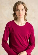 “Ebba” dotted/solid-colour cotton/elastane jersey top - red cabbage