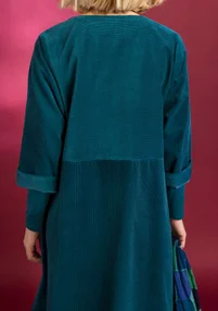 Corduroy dress in organic cotton/spandex - dark petrol blue