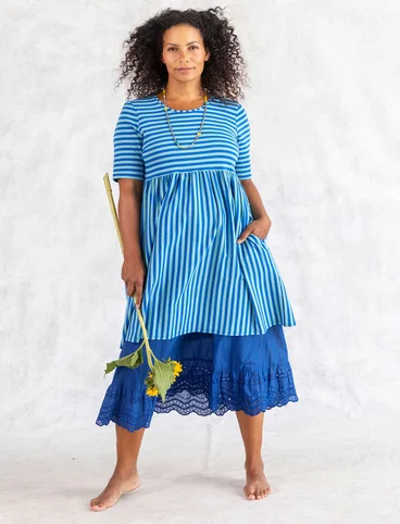 Striped jersey dress in organic cotton - sapphire blue/meadow stream