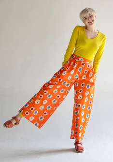 “1964” patterned pants in organic cotton - nectar