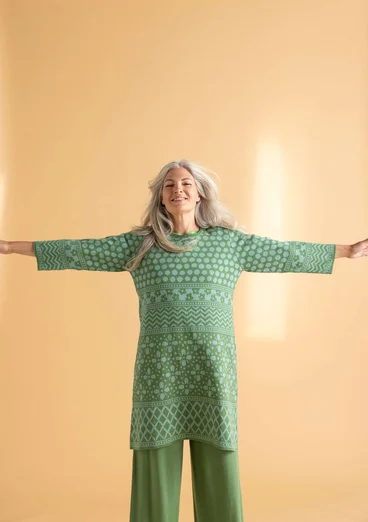 “Inez” knit dress in recycled/organic cotton - elm green