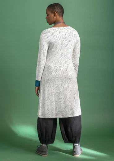 “Luna” jersey dress in lyocell/spandex - ecru/patterned