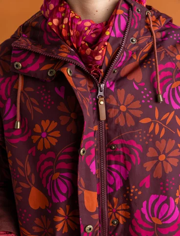 Veste de pluie ”Hedda” en coton biologique tissé - aubergine/motif