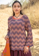 “Rose” sweater in recycled cotton - mauve/striped