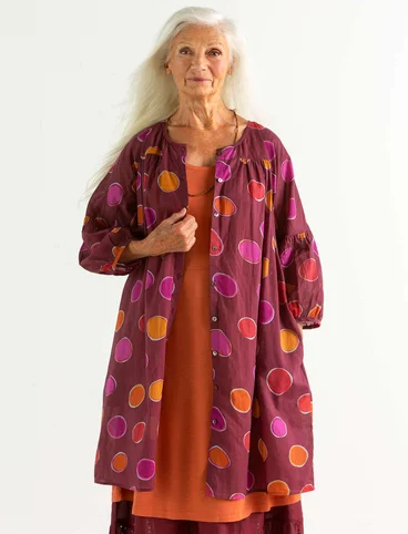 Robe "Billie" en coton biologique/recyclé - bordeaux/motif