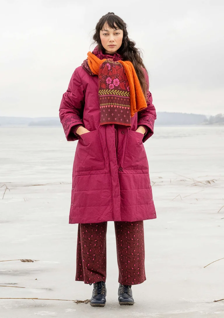 “Svalbard” woven quilted coat - purple red