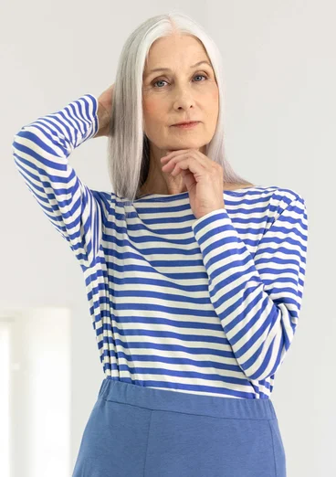 Essential striped top in organic cotton - brilliant blue/ecru