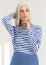 Essential striped top in organic cotton (brilliant blue/ecru XS)