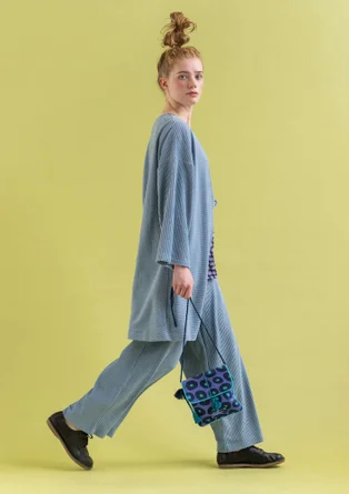 Velour kimono in organic cotton/recycled polyester - pigeon blue