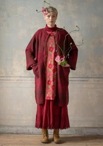 “Eckerö” long cardigan in space-dyed wool - cranberry